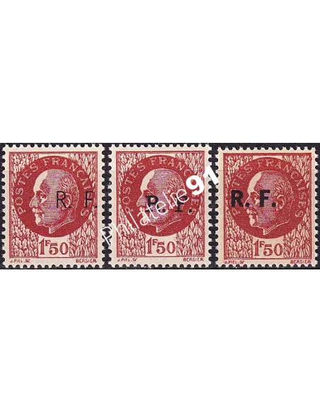 LIBÉRATION - BORDEAUX - n°    6 ** - Maréchal Pétain (Type Bersier) - Les 3 surcharges "RF" différentes (250424-10)