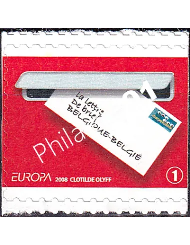 Belgique, n° 3763 adhésif, issu de carnet, collection timbres Europa