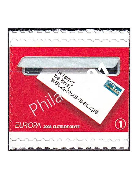 Belgique, n° 3763 adhésif, issu de carnet, collection timbres Europa