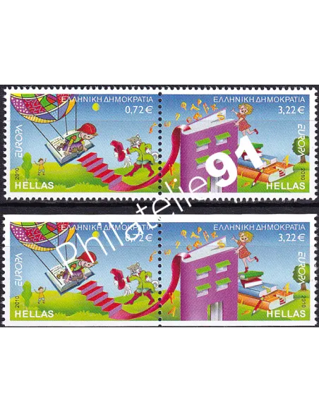 Grèce, n° 2515 à 2518, 1 paire + 1 paire de carnet, timbres Europa