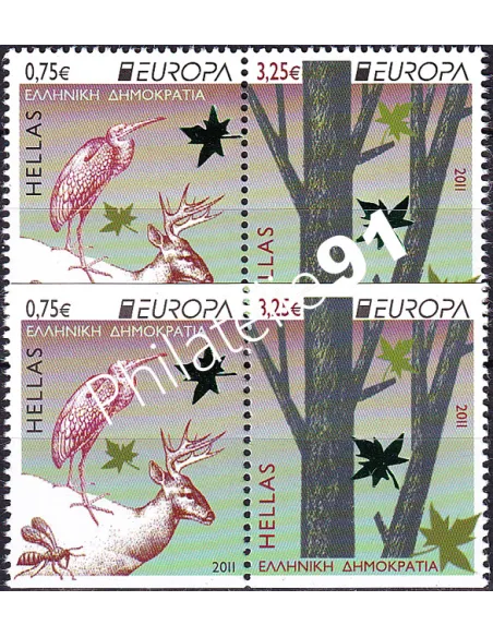 Grèce, n° 2575 à 2578, 1 paire + 1 paire de carnet, timbres Europa