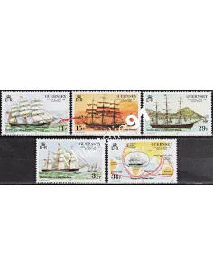 Timbres de GUERNESEY n° 412 à 416, bateaux, timbres d'Europe