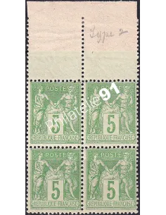 Timbre Classique n° 106, bloc de 4, bord de feuille, timbres France