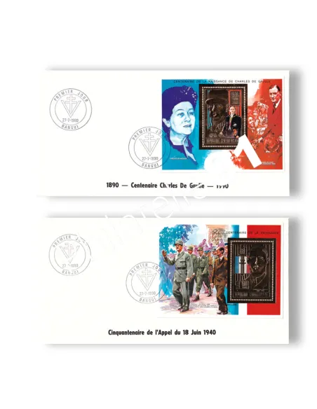 Centrafrique, BF n° 104C et 104D sur 1er Jour, timbres colonies