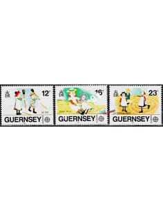 Timbres de GUERNESEY n° 451 à 453 - EUROPA 1989 - Jeux d'enfants