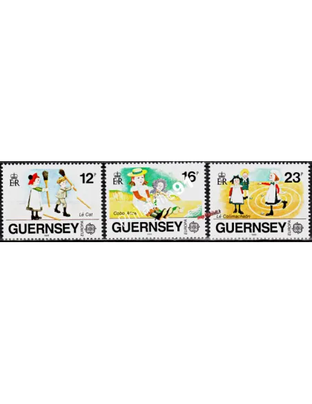 Timbres de GUERNESEY n° 451 à 453 - EUROPA 1989 - Jeux d'enfants