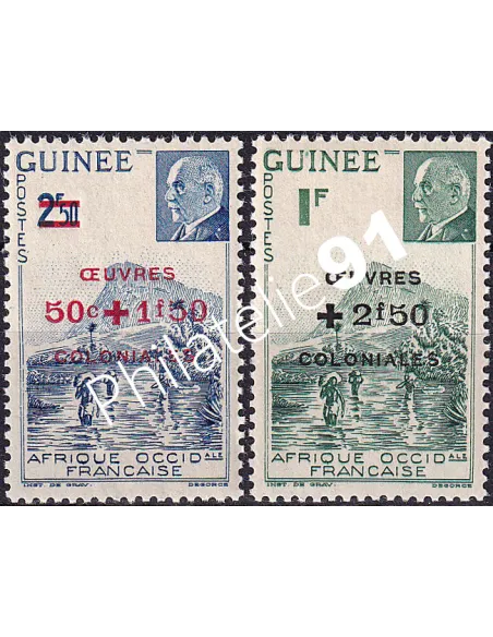 GUINEE, n° 185 à 186 neufs, collection timbres Colonies françaises