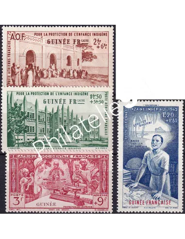 GUINEE, PA n° 6 à 9 charnière, collection timbres Colonies françaises