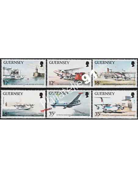 Timbres de GUERNESEY n° 455 à 460 - AVIONS