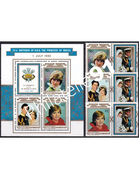 Aitutaki, n° 328 à 330 + BF n° 38, collection timbres Océanie