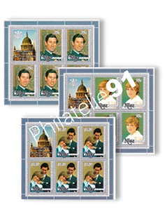 NIUE, n° 343 à 345 en feuilles, collection timbres Océanie