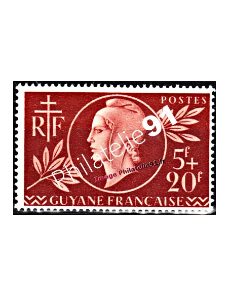 Timbre de Guyane n° 179, entraide française, timbres des colonies