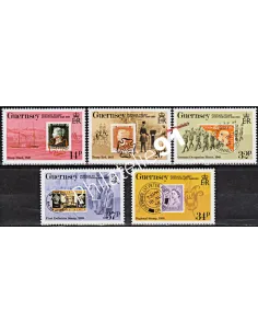 GUERNESEY - n°  489 à 493 ** - Timbre sur timbre et scènes d'époque