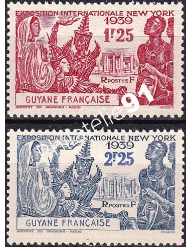GUYANE, n° 150 à 151 charnière, collection timbres Colonies
