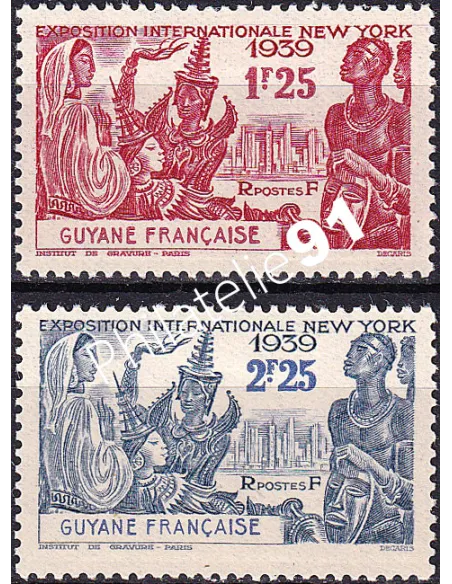 GUYANE, n° 150 à 151 charnière, collection timbres Colonies
