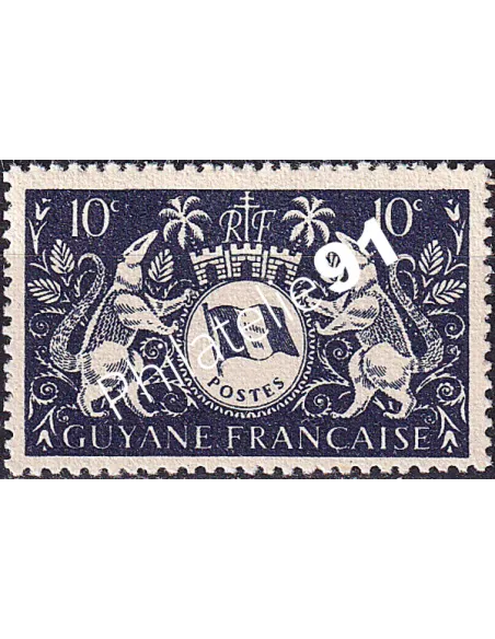 GUYANE, n° 182 neuf, collection timbres Colonies