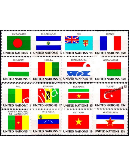 Timbres d'ONU - New York - n° 316 à 331** - Drapeaux