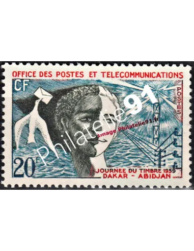 Timbre d'Afrique Occidentale Française n° 75. Journée du Timbre