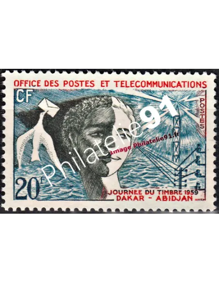 Timbre d'Afrique Occidentale Française n° 75. Journée du Timbre