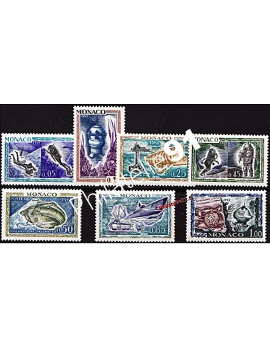 Timbres de MONACO n° 591 à 597** - Exposition "L'homme sous la mer" à Monaco