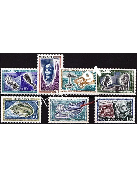 Timbres de MONACO n° 591 à 597** - Exposition "L'homme sous la mer" à Monaco