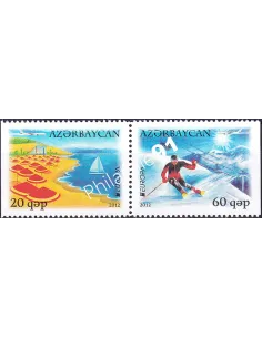 Azerbaïdjan, n° 783a à 784a, Paire issue de carnet, timbres Europa