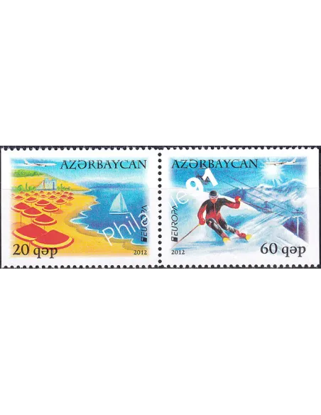 Azerbaïdjan, n° 783a à 784a, Paire issue de carnet, timbres Europa