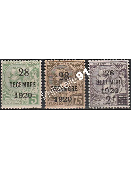 Timbres n° 48 à 50 de Monaco, collection timbres Monaco