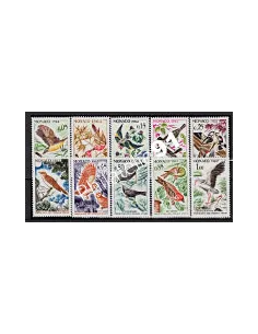 Timbres de MONACO n°  581 à 590 ** - Protection des oiseaux utiles