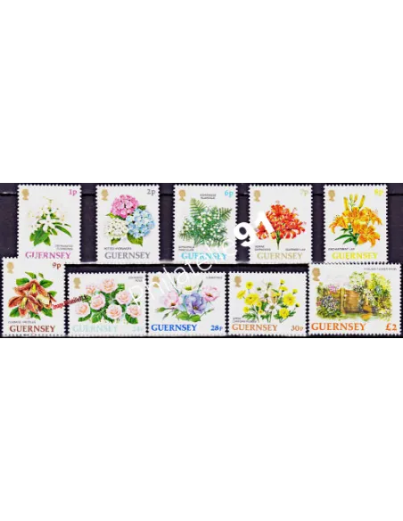 timbres de GUERNESEY n° 605 à 614 - FLORE - timbres d'Europe