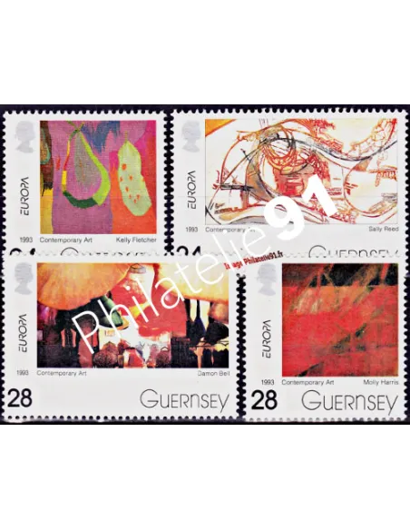 Timbres de GUERNESEY n° 616 à 619 - EUROPA 1993 - Art contemporain