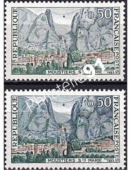 Variété sur Timbre n° 1436, collection timbres France.