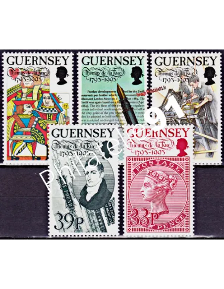 Timbres de Guernesey n° 625 à 629, Thomas De La Rue, timbres d'Europe