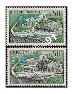 Variété sur timbre n° 1314b, collection timbres France