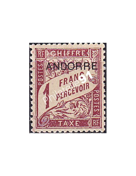 Andorre Français, Timbre-taxe n° 6 charnière, timbres d'Andorre