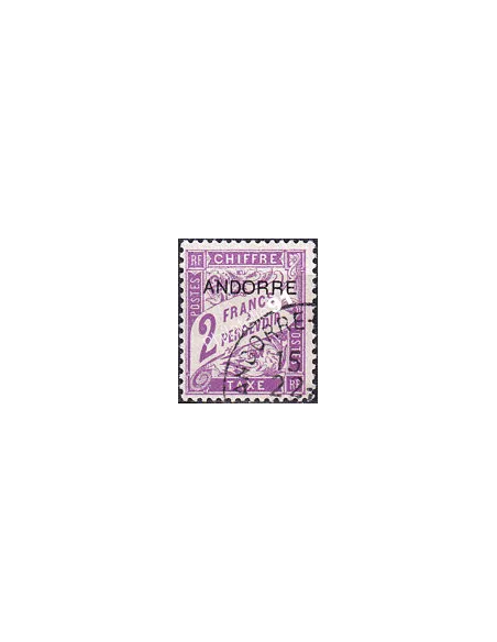 Andorre Français, Timbre-taxe n° 7 oblitéré, timbres d'Andorre