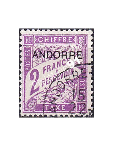 Andorre Français, Timbre-taxe n° 7 oblitéré, timbres d'Andorre