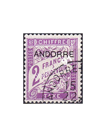 Andorre Français, Timbre-taxe n° 7 oblitéré, timbres d'Andorre