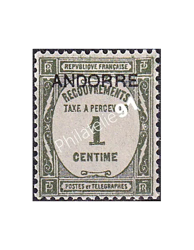 Andorre Français, Timbre-taxe neuf n° 9, timbres d'Andorre