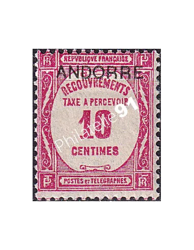 Andorre Français, Timbre-taxe n° 10 charnière, timbres d'Andorre