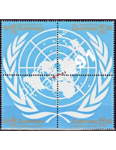 Timbres de Guernesey n° 688 à 691, Emblème des Nations Unies