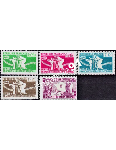 Emissions générales France Libre n° 1 à 4, timbres des colonies