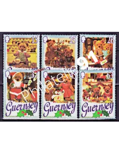 GUERNESEY - n°  757 à 762 ** -  Noël. Fête chez les ours en peluche