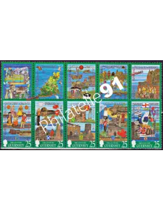 Timbres de GUERNESEY n° 769 à 778 -  BLASONS, tapisseries murales