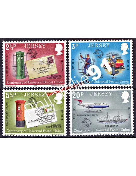 JERSEY - n°    93 à 96 - Centenaire de l'U.P.U. - Emblème