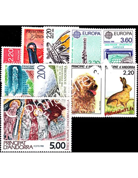 Andorre français - Année complète 1988 - timbre d'Andorre