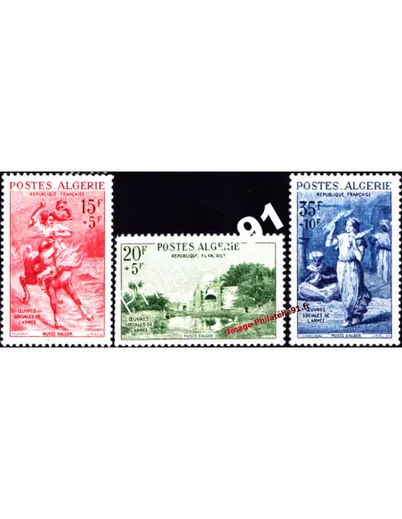 Timbres d'Algérie n° 346 à 348,Tableaux,  timbres des colonies