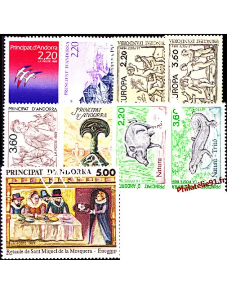 Andorre français - Année complète 1989 - Timbre Andorre