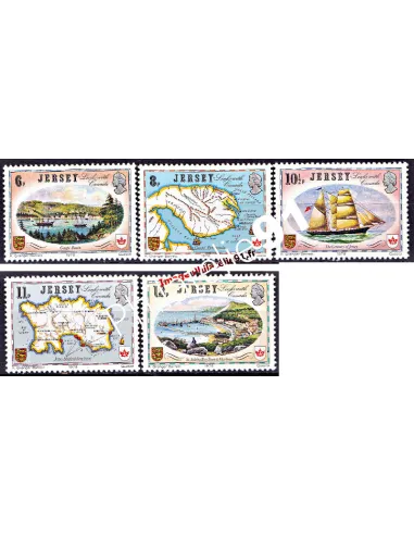 Timbres de JERSEY n° 174 à 178 - "Capex 78" - Cartes et peintures