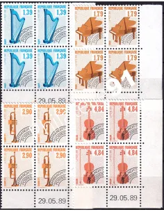 Coin daté sur timbres préo n° 202 à 205, collection timbres France